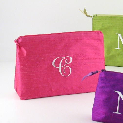personalized silk cosmetic bag - large